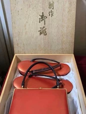 Coming of Age Ceremony Orange Clutch Bag and Sandals Set for Japanese Wear