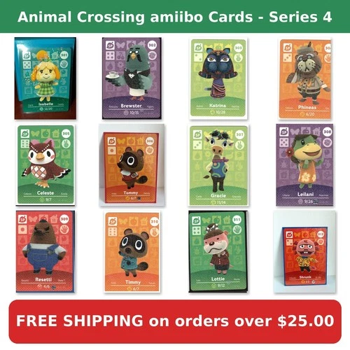 Animal Crossing Amiibo Cards Series 4 Authentic Nintendo - You Pick #301-400