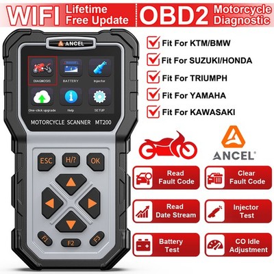 ANCEL MT200 Motorcycle Scanner Full System Battery Test ATV KTM OBD2 Scan Tool