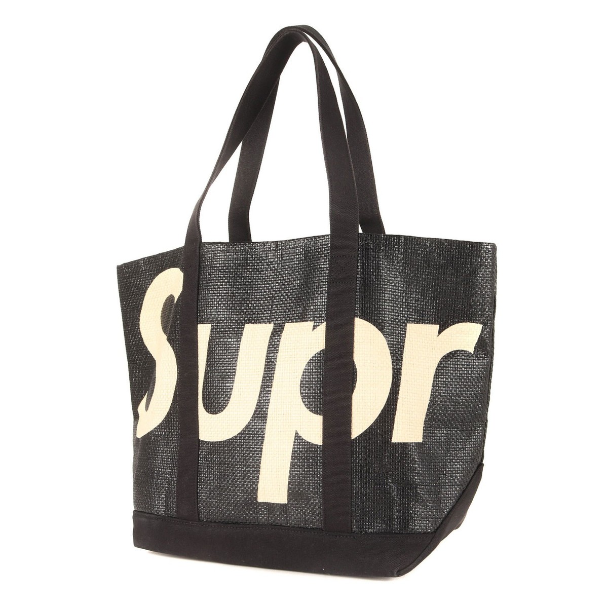 バッグ 20ss Raffia Tote Bag supreme Supreme Supreme Bag Black 20SS Logo Raffia Tote Bag Men's | eBay