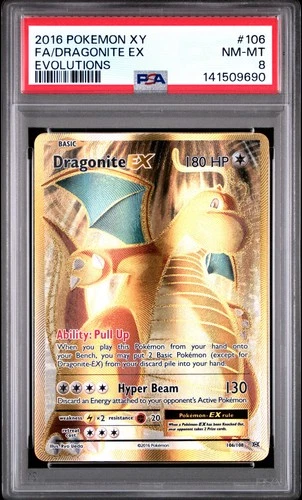 2016 POKEMON XY EVOLUTIONS #106 FULL ART/DRAGONITE EX PSA 8 NM MT