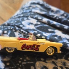 Coca-Cola Diecast Convertible Car Cream w/ Red & Black Interior