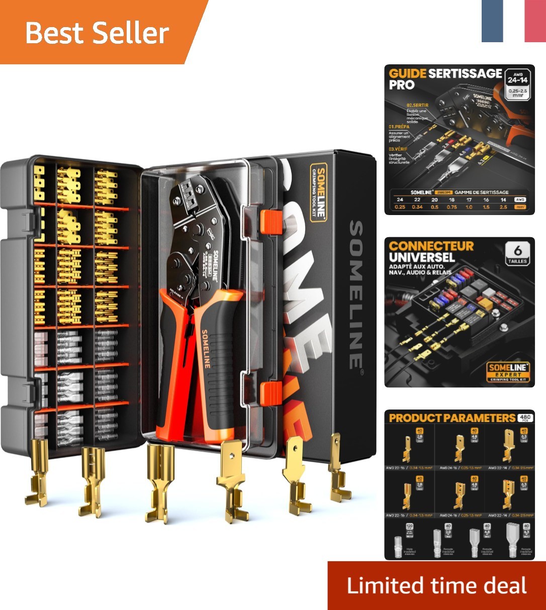 Pince a sertir SOMELINE avec kit d embouts et boite de rangement portable