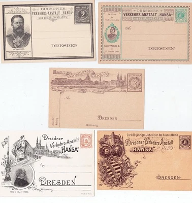 DRESDEN  "C" STADTPOST  1888 / 1895   MÜLLER   € 170,-   5 GSK  MIT BILDER - Bild 1 von 3