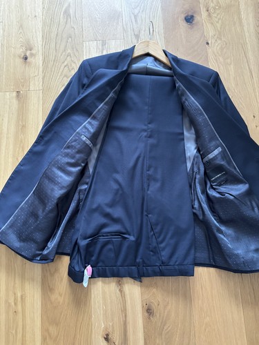 SUIT ANZUG THEO WORMLAND 54 BLAU SCHURWOLLE RAFF SLIM - Bild 4 von 12