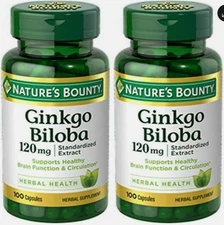 2 Pack GINKGO BILOBA 120mg - 200 Caps (2x100) [Exp 2027] Brain Function & Memory