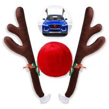 Christmas Car Decorations Reindeer Antler Kit with Jingle Bells and Red Nose...