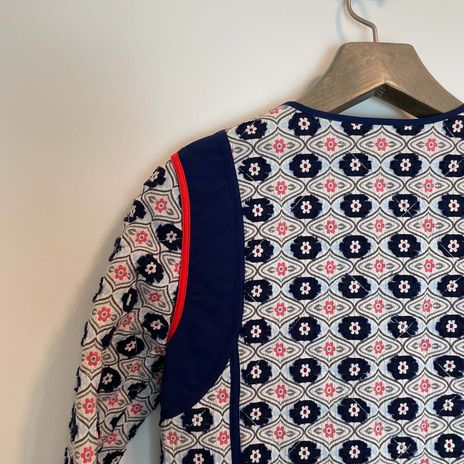 TORY BURCH Rainford Quilted Jacket Sz 2 Quilt Coat Blazer Daisy Jacquard Floral thumbnail 6