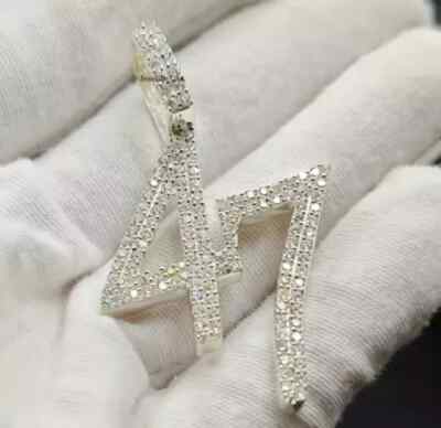 1,50 ct echter Moissanit Herren GLÜCKSZAHL ''47'' individueller Anhänger 925 Silber