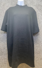 Zara Shirt Dress Womens S Small Black Crew Neck Short Sleeves Cotton Blend
