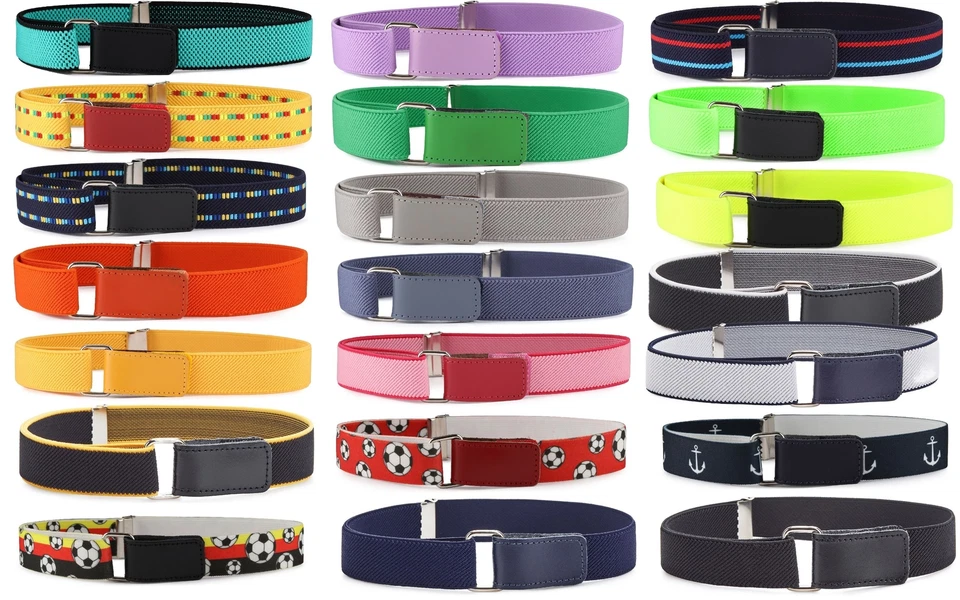 Ladeheid Kinder Gürtel Elastik-Gürtel 1-12 Jahre 34-90 cm Regulierbar Umfang