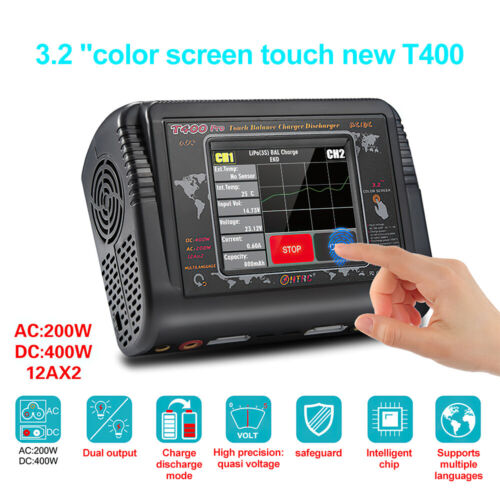 HTRC T400 Pro Lipo Battery Charger DC 400W AC 200W 12Ax2 RC Charger Discharger - Picture 9 of 12