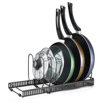 Erweiterbare Pfannen Organizer Rack (weiß/schwarz)
