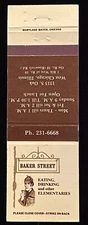 BAKER Street West Chicago Illinois Vintage Matchbook COVER B-3127