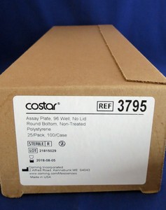 Pack 25 Corning Costar 96 Well U Bottom Polystyrene Microplates 3795