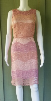 TAHARI Pink Ombre Striped Lace Sheath Dress 4 | eBay
