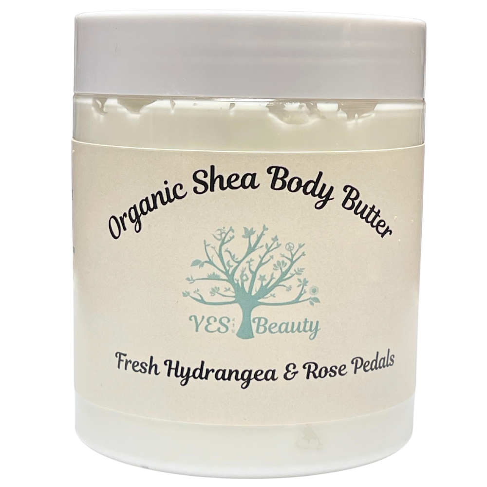 Body Butter Handmade Organic Shea-& Cocoa-Hydrangea & Roses- Rich & Creamy 8 oz