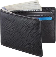 Gostwo Mens Slim Minimalist Front Pocket Wallet Genuine Leather ID Window Card