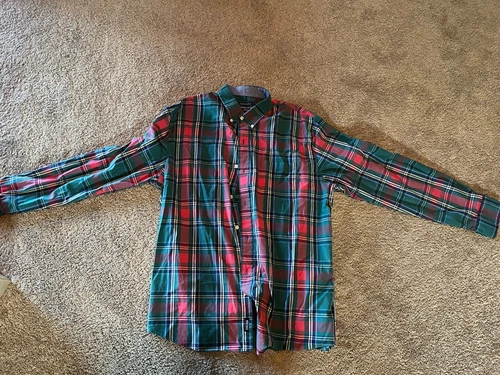 Crown & Ivy Men’s Plaid Classic Fit Dress Shirt - Size Large - Cotton Blend -EUC