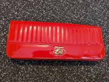 Ted Baker Leather Patent Quilted Medium Clutch Bag, Dark Orange/Red NEW RRP £69