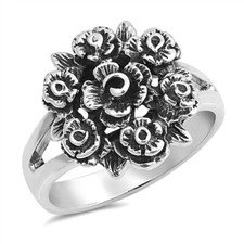Sterling Silver Bouquet Of Flowers Ring - Free Gift Packaging