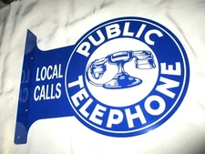 **PUBLIC TELEPHONE PHONE Metal Flange Sign #5a - NEW**