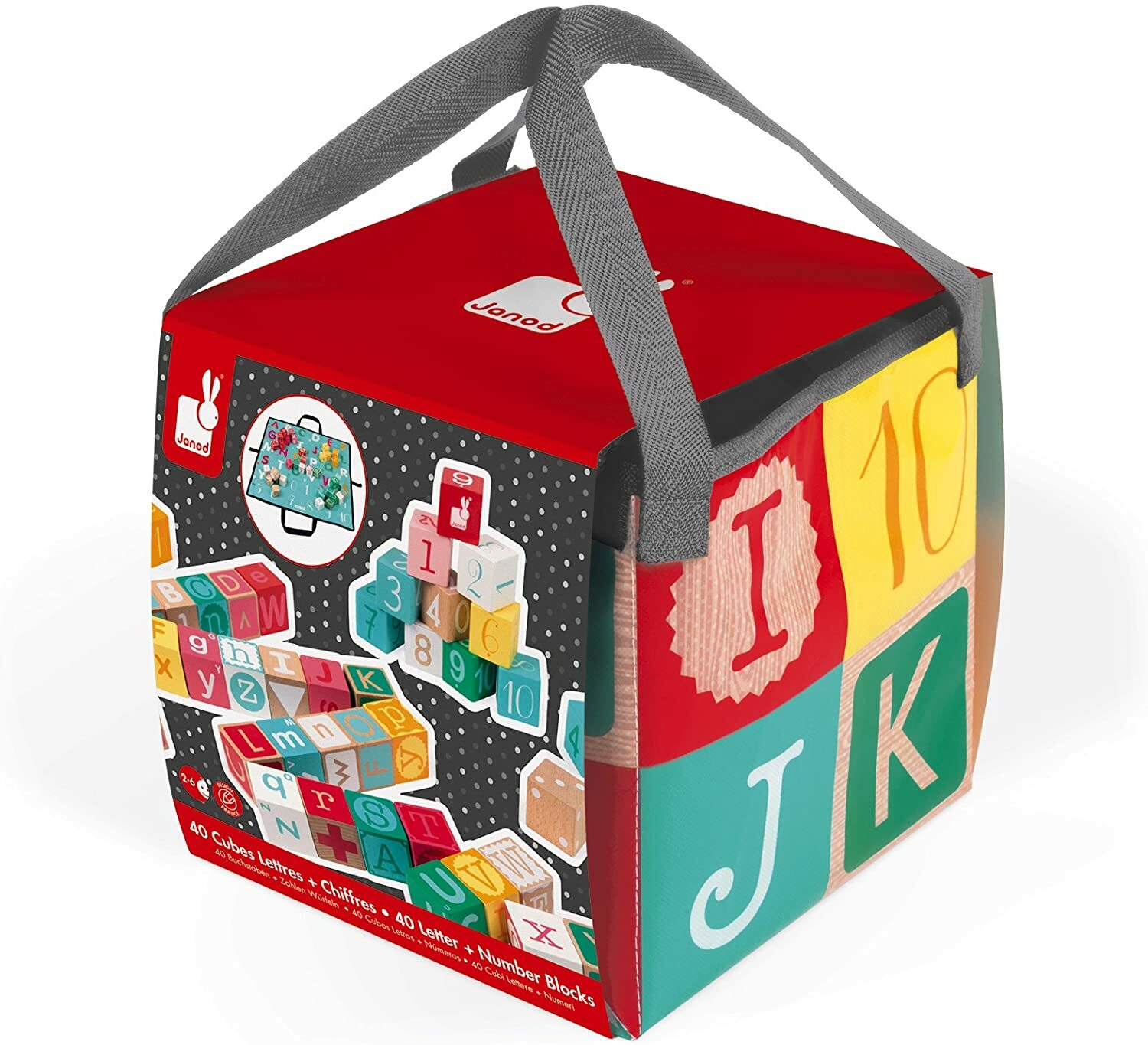 JANOD J08077 KUBIX 40 WOODEN BLOCKS, LETTERS + NUMBERS BRAND NEW PACKAGING - Image 3