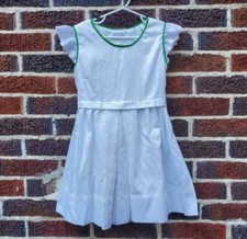 Vintage girl's 3-4 handmade white with green trim dress