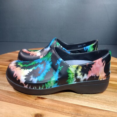 Crocs NERIA PRO II Graphic Clog Womens Sz 7 Nursing Black Multicolor Tie Dye