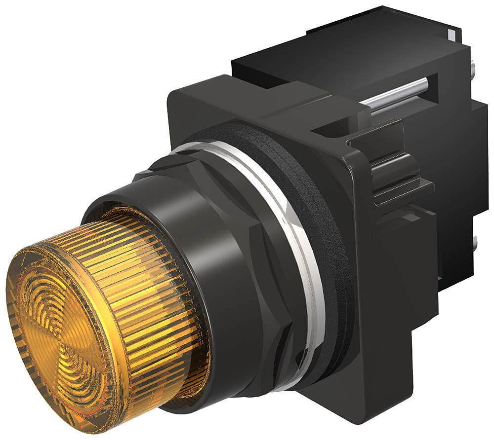 Siemens Heavy Duty BlackMax Indicator Light, 30mm, Amber, 120V AC/DC 52BL4E9XB