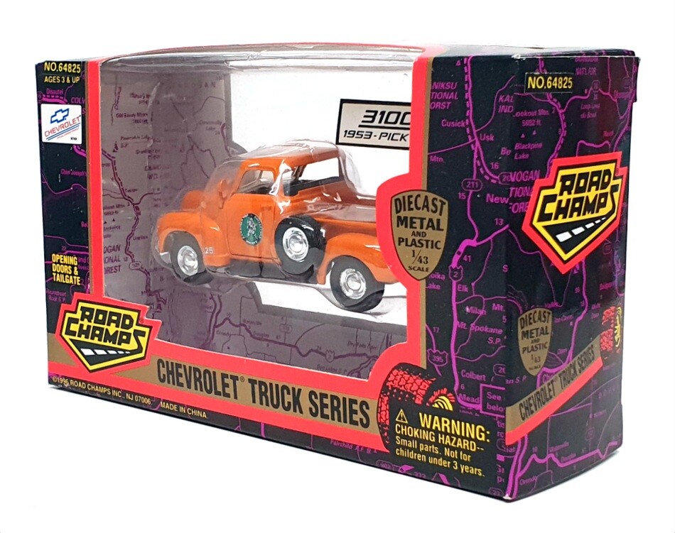 Road Champs 1/43 Scale 64825 - 1953 Chevrolet 3100 Pickup Truck - Orange