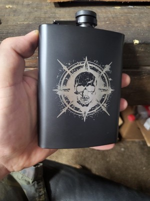 Compass Flask 8oz  Custom Laser Engraved 
