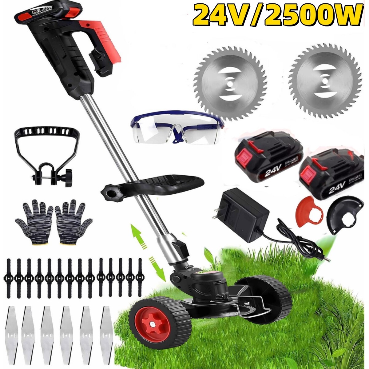 2500W Cordless Weed Eater Electric Brush Cutter Lawn Edger Grass String