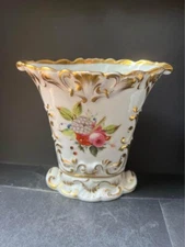 Antique Old Paris or Vieux Paris Porcelain Fan Shaped Vase