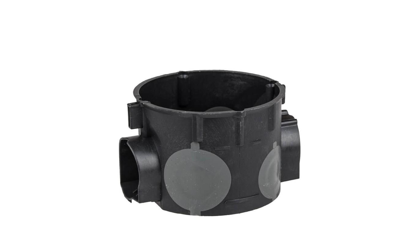 Flush-mounted box 60mm, plate with puncture membranes, black, windproof E /T2UK