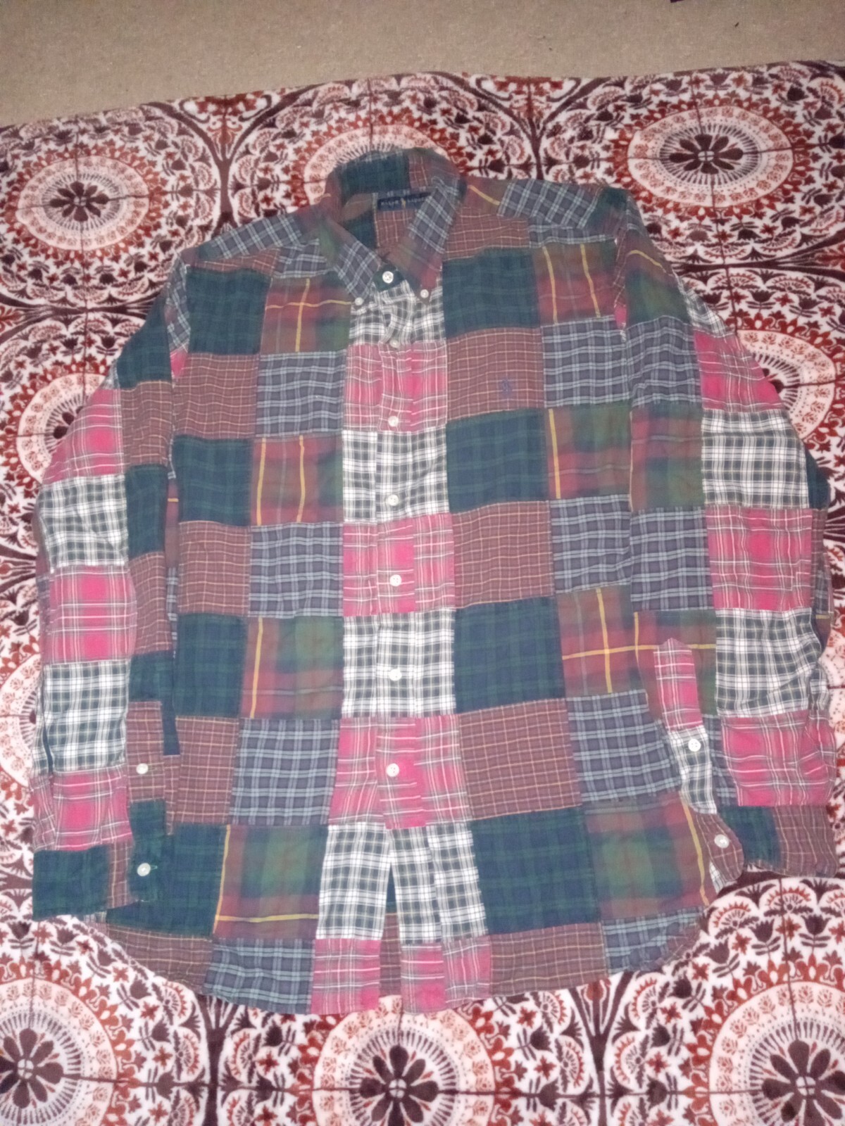 ralph lauren brownstone patchwork stadium plaid t… - image 3
