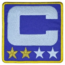 PURPLE CAPTAIN C PATCH 2 GOLD STARS SPORTS JERSEY EMBROIDERED IRON ON PATCH 3"