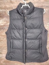 VINTAGE GAP Womens Down Filled Puffer Vest Size Small Black Full Zip Pockets