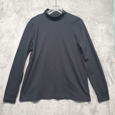 Lands End Shirt Mens Extra Large Black Turtleneck Long Sleeve Cotton  Relaxed Fit