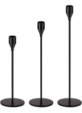 Metal Candle Holders Set, Tall Taper Candlestick Holder (3 Pack)
