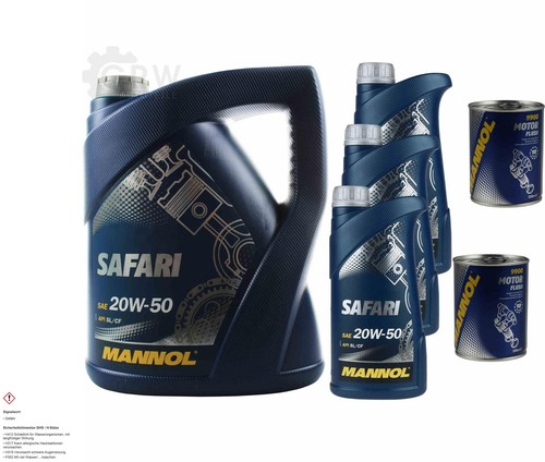 MANNOL Safari Motoröl 20W-50, 10 Liter Inkl. 2x Motor Doctor Additiv – Ideal Für Alte & Turbogeladene Motoren