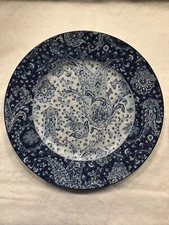 222 Fifth PTS International Maharana Blue Plates 11" Fine Porcelain Set of 2