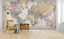 3D World Map Wallpaper Wall Mural Removable Self-adhesive Sticker247