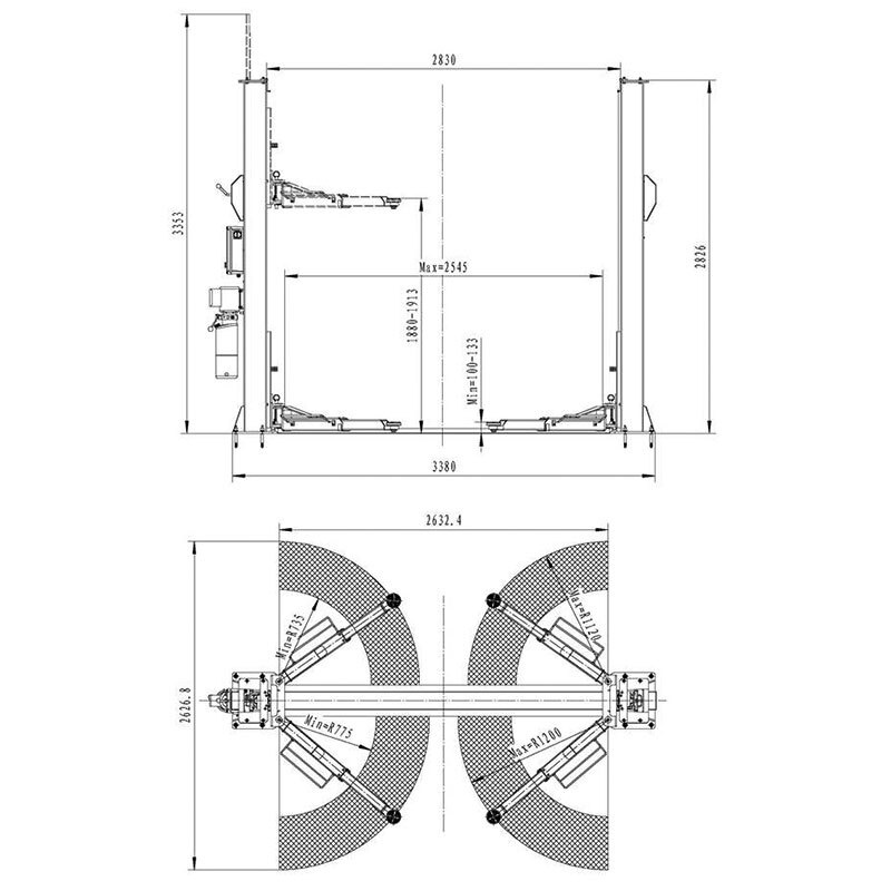 Weber Mechanische 2 Säulen Spindel Hebebühne KFZ PKW LKW Mit