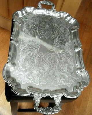 OLD Heavy International Silver Co. Large Silver-Plated Footed