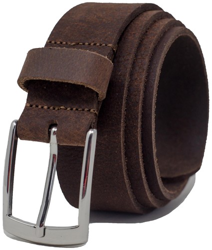 Ashford Ridge Full Hide Leather Belt - 34mm Width, Brass Buckle, Made In England (Vintage Brown, Large 36-40 Waist)