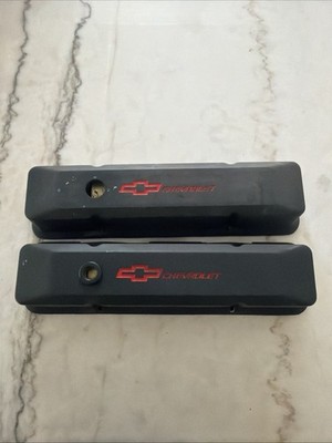Chevy Performance Black w/ Red Lettering Valve Covers for Small Block Models