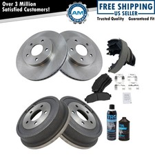 Front Brake Rotor & Metallic Pad Rear Drum & Shoe Kit w/Chemicals for Chevy