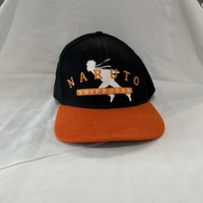Naruto Shippuden Black Orange Anime Graphic Snapback Hat One Size Fits Most
