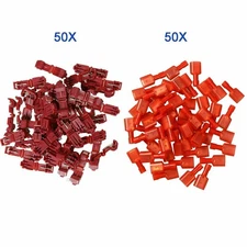 100Pcs 22-18 Ga. T-Taps/Male Insulated Wire Connectors Car Audio Terminals US